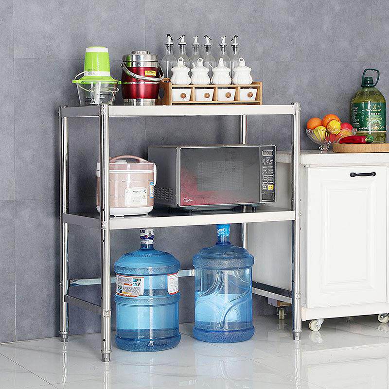 包邮不锈钢厨房置物架两层下空加固收纳整理储物微波炉烤箱锅架子