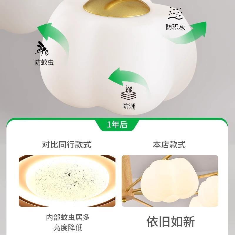 花客厅吊灯轻奢餐厅卧室灯具代简约奶油原木棉风客厅848主现灯E