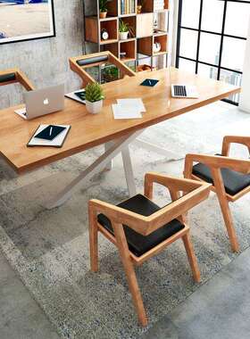 LOFT工HYZ07-ZX风实业公木会议桌桌简约现代大型办台职员洽谈桌长