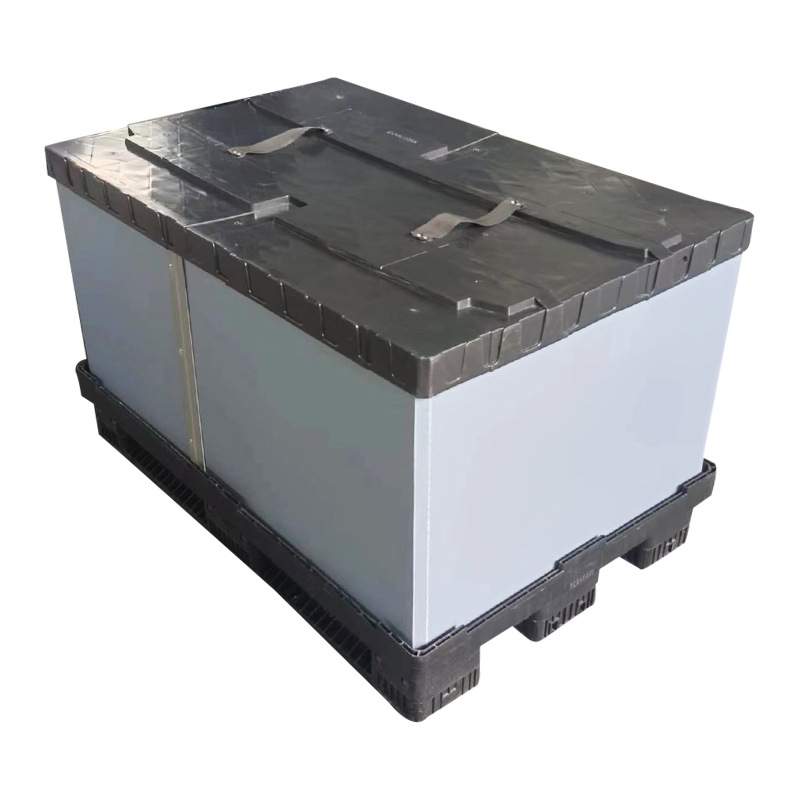 加厚塑料卡板箱折叠周转箱1200x800x585叉车托盘围板箱塑料托盘箱