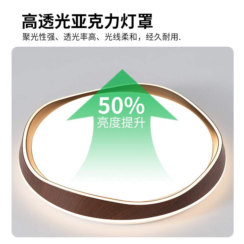 大观园卧室吸顶灯新中式现代简约复古胡桃木2025年新款房间灯125L