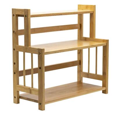 竹制厨房台面IPF组织器用于香料三层化妆物示展架置柜架竹木台储