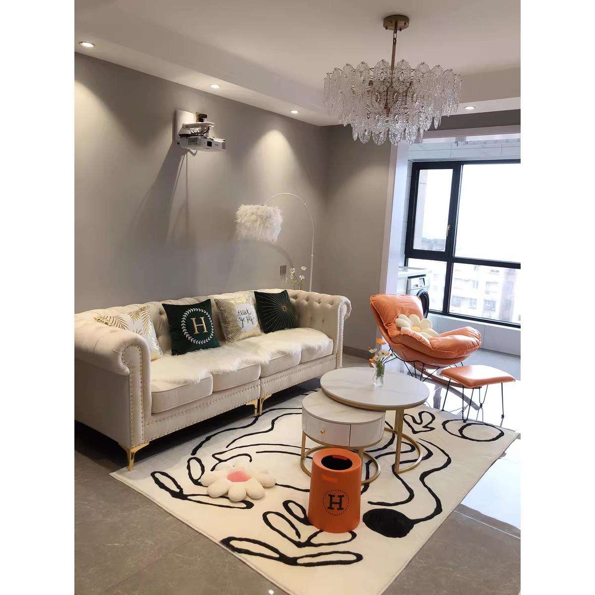 AL美厅式现代合轻奢布HJS-2021艺沙发客沙发贵妃转角科技布沙发组