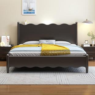 黑床色全实木复古简约现1代主卧大室双人床.5米法式 1.8米ONG极简