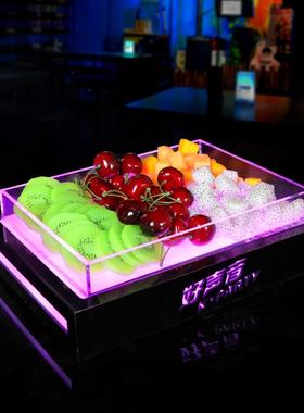 酒吧发果光克盘力果KTwz-123V水亚拼盘碟子led长方形果盘架托盘底