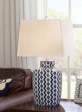 式乡村蓝色头陶瓷美书台灯现代新中式样板房客厅房卧室床柜装MTD-