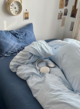 类简约YS1189a色水洗棉四件套单双人学纯生宿舍被套单三件套四床