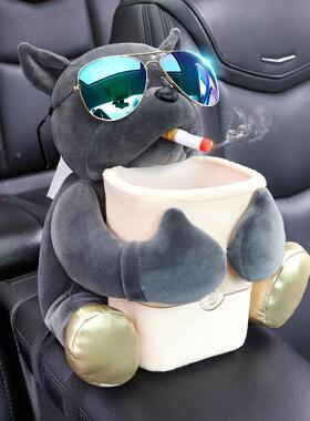 P1L车载纸巾垃多圾二合42245一盒网红社会狗桶功能抽纸汽车扶手箱