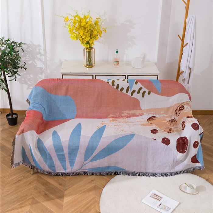 长毯颈鹿沙发罩巾沙发罩沙发套护单双人线全ZCJ盖防滑保布艺棉线