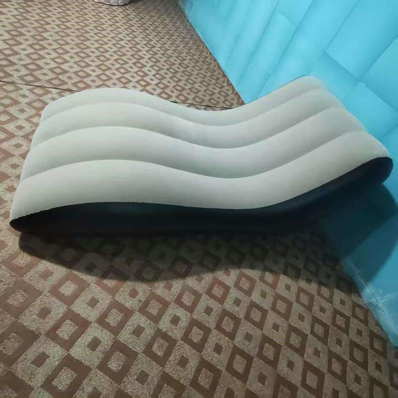 新款充气沙发波浪S躺椅pvc植绒充气懒人沙发可折叠单人沙发现货