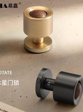 法72F037式现代约室内卧室门锁圆手形胡锁桃木简实木门把通用型静