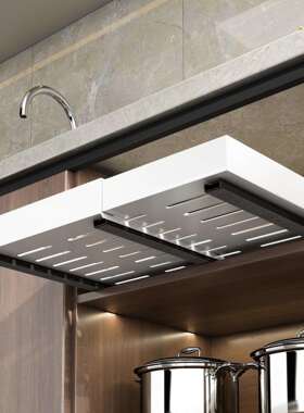 跨置境厨房可伸缩物架收拉抽屉式纳70176筐分层碗碟架橱调柜抽味