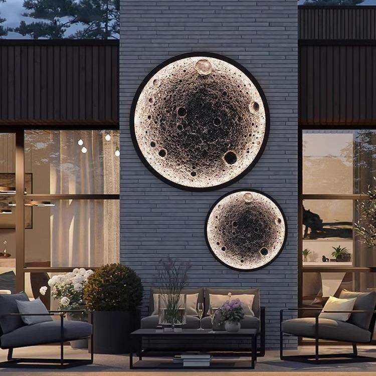 3D立体设浮雕壁灯月球灯画计师客厅玄关吸顶壁挂壁形322灯l圆ed灯