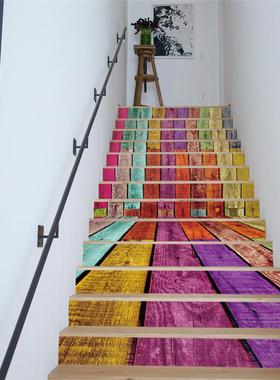 画L007谷自粘墙贴3装饰1楼梯贴彩色木跨板ebay货源亚马逊片境货源