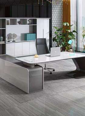 轻奢烤漆老板桌办经公桌现代简约大理总裁单桌椅组合班台商场CYC