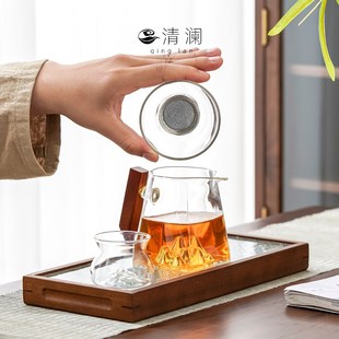 清澜玻璃公道杯高档分茶器过滤器家用泡茶功夫茶具配件茶海公杯
