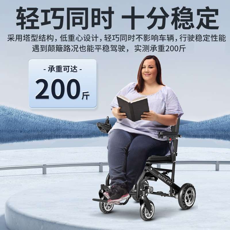 舒伦电动轮椅轻士JMM便折叠智全自动老人能专用残四疾人轮代步车图片