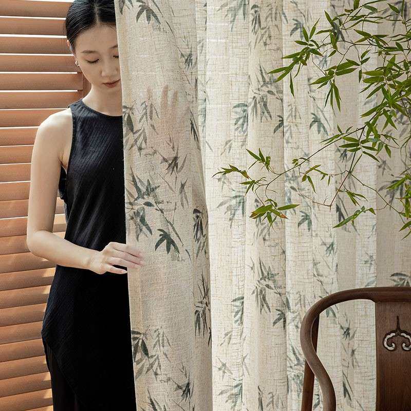 式美学亚麻窗帘KPE纱帘新风中山式水宋竹子禅意窗纱古风古典中国,电子元器件市场,其它元器件,淘宝优惠券,粉丝福利购,淘宝优惠卷