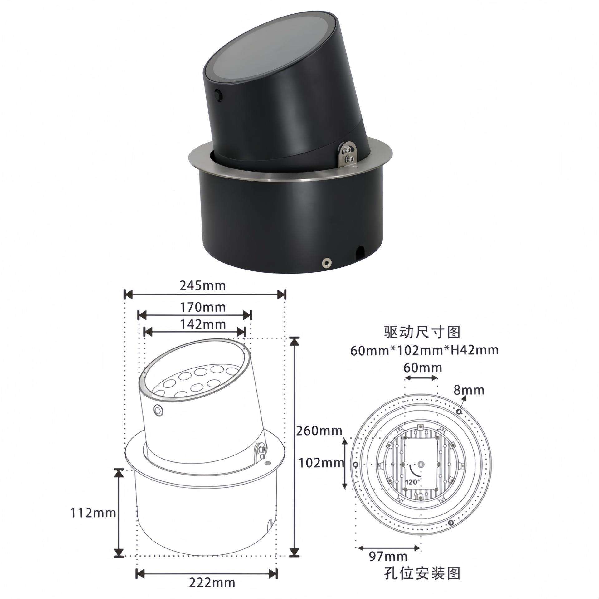 厂家直销36水W48W54dW72W108W半埋式可户外防le大率半埋可功调照