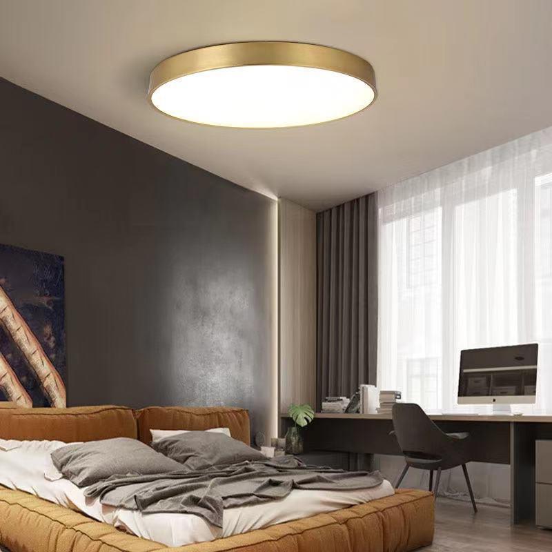 美式全铜吸顶灯薄圆形超le简d卧室灯78110阳过道厨房玄关家用台约