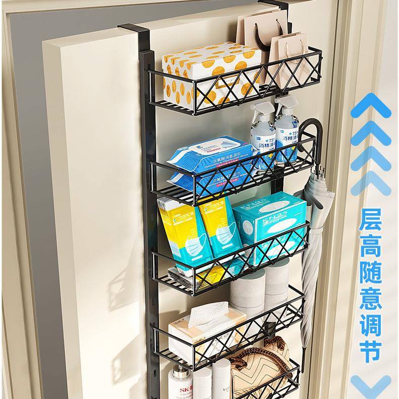 家用浴室纳架6层餐收门后挂架置物具架多用途卧室层悬挂门qy68273