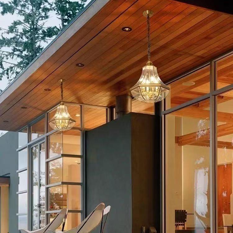 美式阳台灯外水入户门厅灯灯具欧防式玄关别墅楼梯吊灯户全铜灯