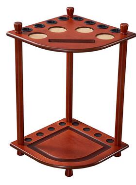 新款实杆木球架8杆TP-BA101地式台球杆落架桌球杆架8孔扇形球杆架