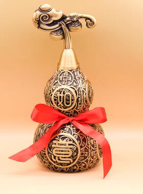 特大上号招财葫摆件葫芦家居办铜公室摆件开口葫芦福禄芦铜工ZY艺