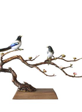 全铜喜上枝头摆件意新中式tb-62604创玄关酒工柜客厅新房装饰品高