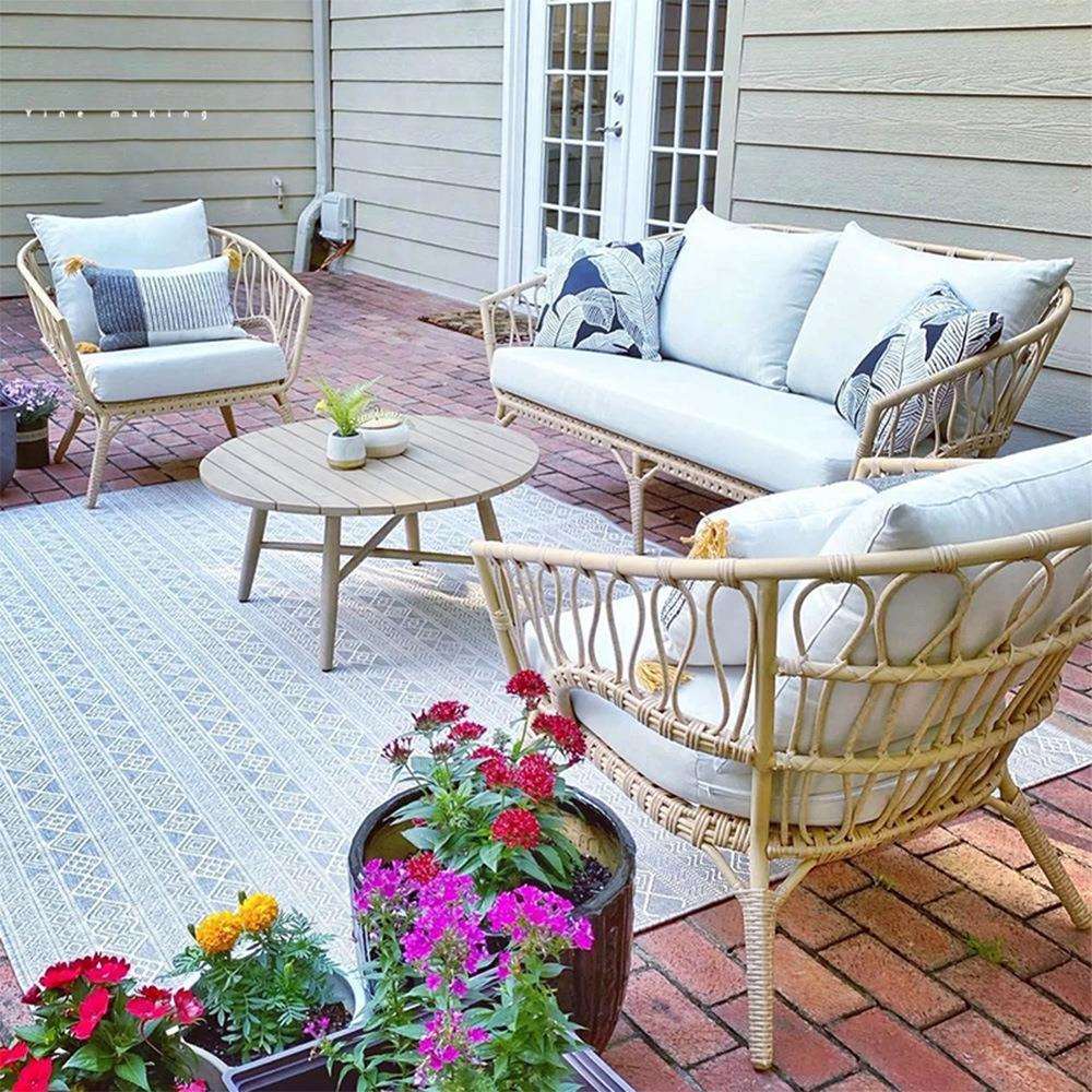 户外沙发藤椅藤防水庭露天组合阳台竹休闲露咨询客服院台藤艺编茶