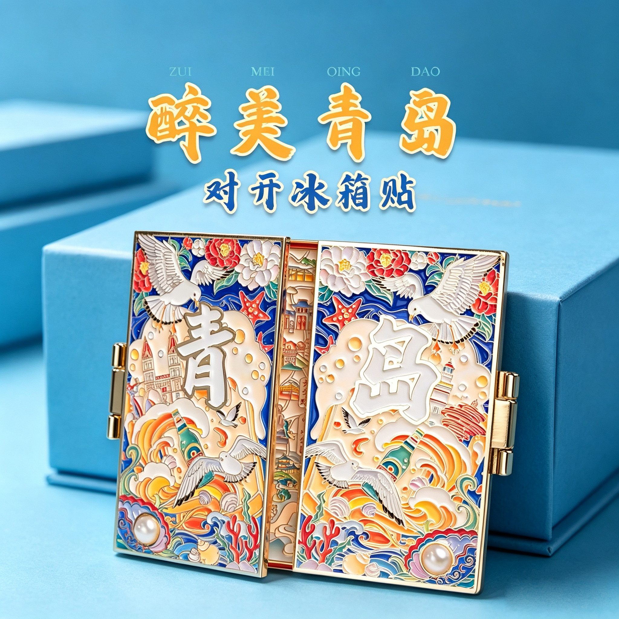 青岛开门金属冰箱贴成都上海无锡广州深圳北京杭州博物馆南京旅游
