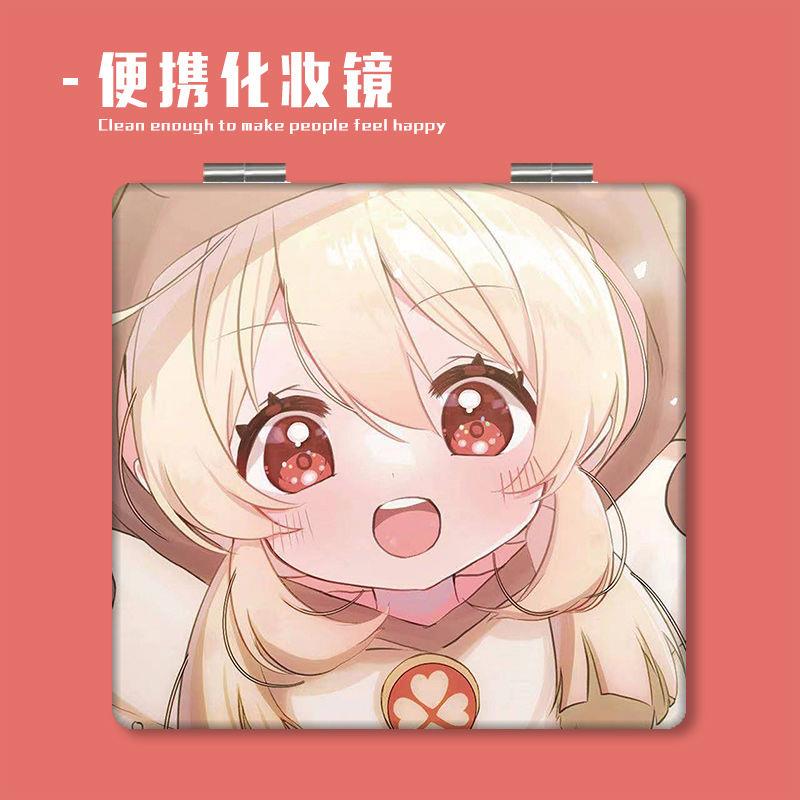 新款原神可莉周边卡哇伊小镜子迷你随身带折叠化妆镜女学生手持补