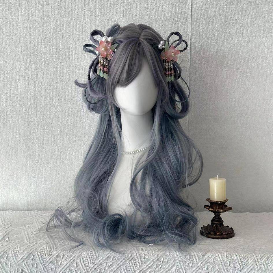 【烟蓝鸢尾】动漫cos假发古风装扮全头套Lolita显白长卷发大波浪