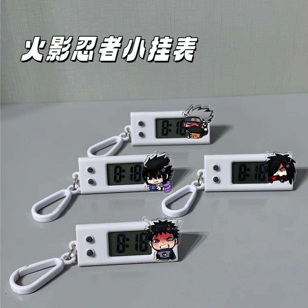 新款火影忍者小挂表春野樱宇智波鼬学生考试专用静音电子表书包挂