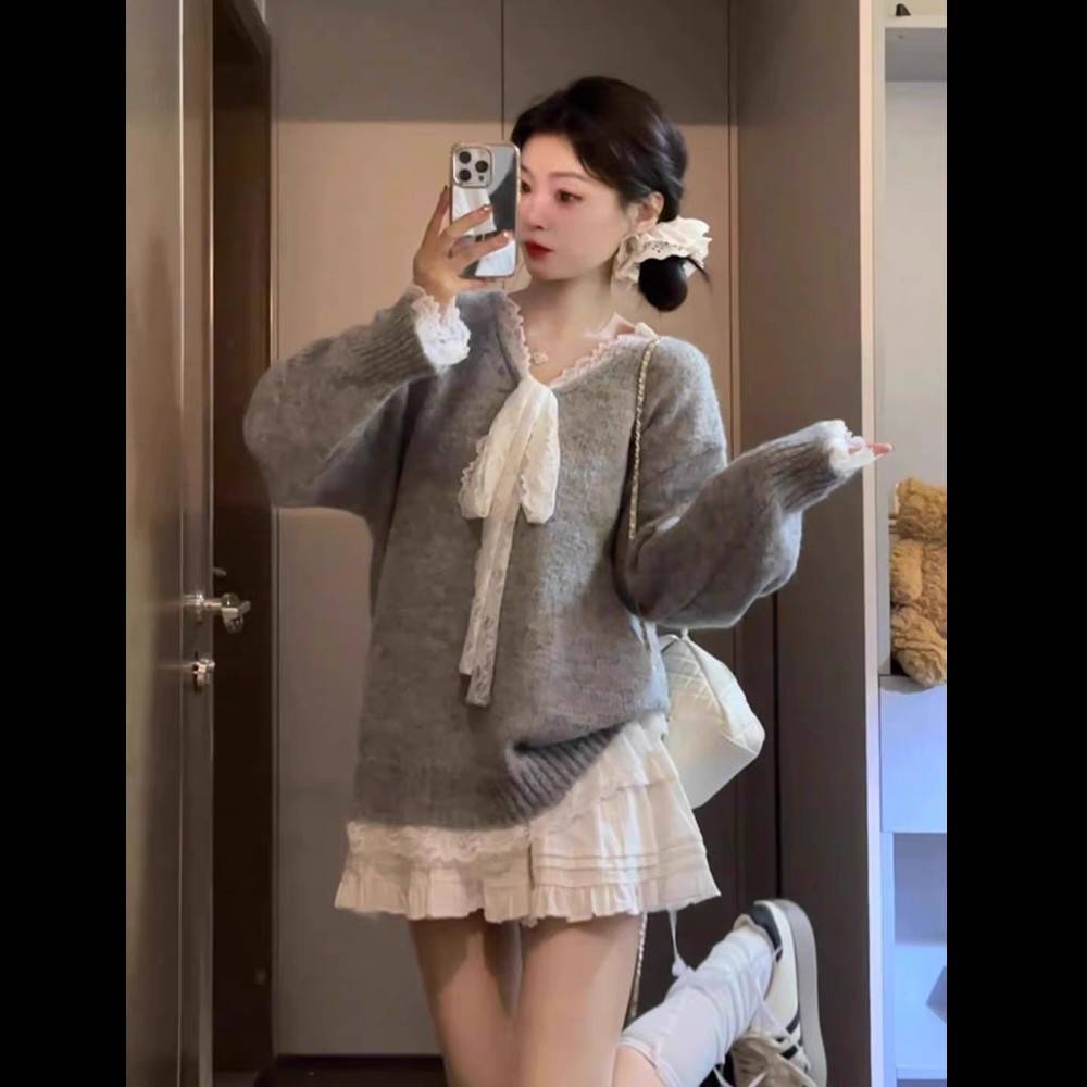 小香风毛衣短裙套装针织洋装子女高级感韩系小个子一套秋冬穿搭