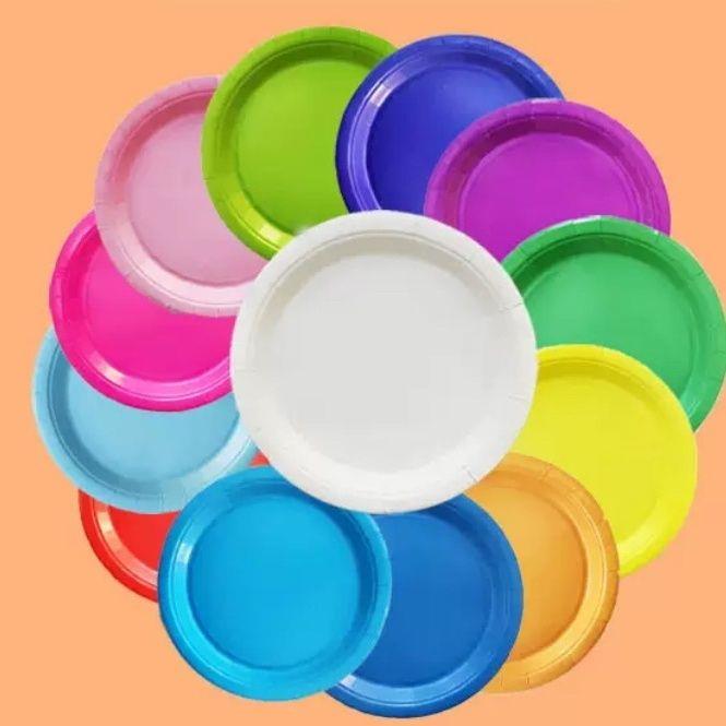 彩色纸盘一次性DIY手工制作材料纸盘子幼儿园彩色纸盘绘画画美术