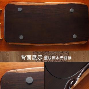 茶盘实木黑檀家用简约整块功夫茶具排水原木托盘大号长方形泡茶台