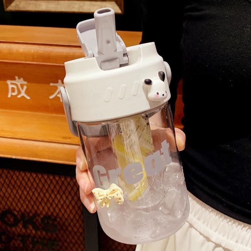 泡茶水杯女生高颜值夏季网红茶水分离吸管杯学生小巧便携塑料杯子
