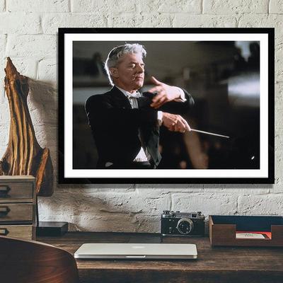 Karajan 卡拉扬 古典音乐家指挥家钢琴家教室琴行房挂画装饰墙画