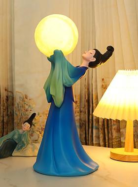 只此青绿月球灯月亮灯摆件卧室客厅氛围感家居装饰品国风文创礼物