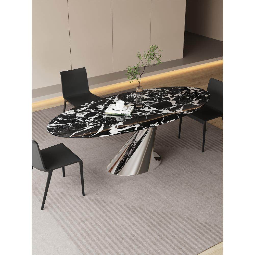 天鹅艺术大理石餐桌椅轻奢现代简约椭圆形家用艺术客厅设计师桌子,住宅家具,大理石餐桌,淘宝优惠券,粉丝福利购,淘宝优惠卷