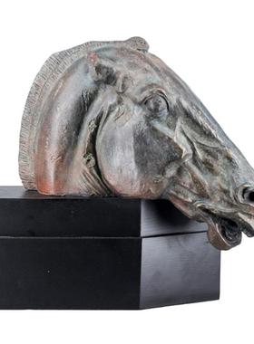 欧洲覆古创意马头饰品样板房酒店大堂入口艺术品动物雕塑装饰饰品