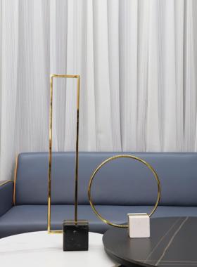 简约现代几何形金属工艺品摆件客厅桌面玄关酒柜样板房家居装饰品