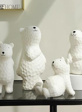 治愈系北欧现代简约陶瓷可爱熊摆件创意家居玄关客厅电视柜装饰品