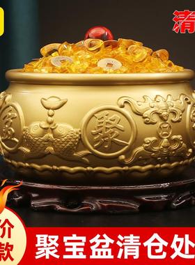 黄铜八福聚宝盆桌面摆件客厅办公室乔迁新居礼品客厅装饰摆件礼物