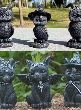 跨境摆件魔法猫咪树脂工艺品独立站动物雕塑橱窗桌面装饰品可爱