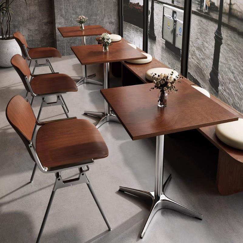 咖啡厅桌椅海洋板桌子甜品糖水奶茶店韩式简饭厅复古酒馆实木方桌