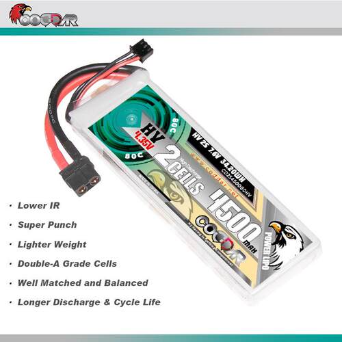 CODDAR鹰氪 4500MAH 2S 7.6V 80C 船模RC车模 航模固定翼高压LIHV