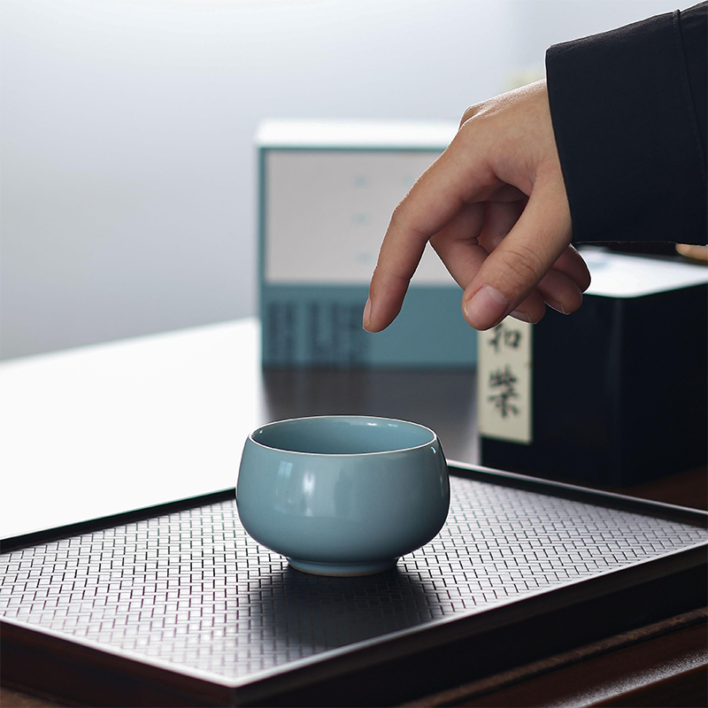 汝山明汝窑天青茶叙杯随身款礼盒