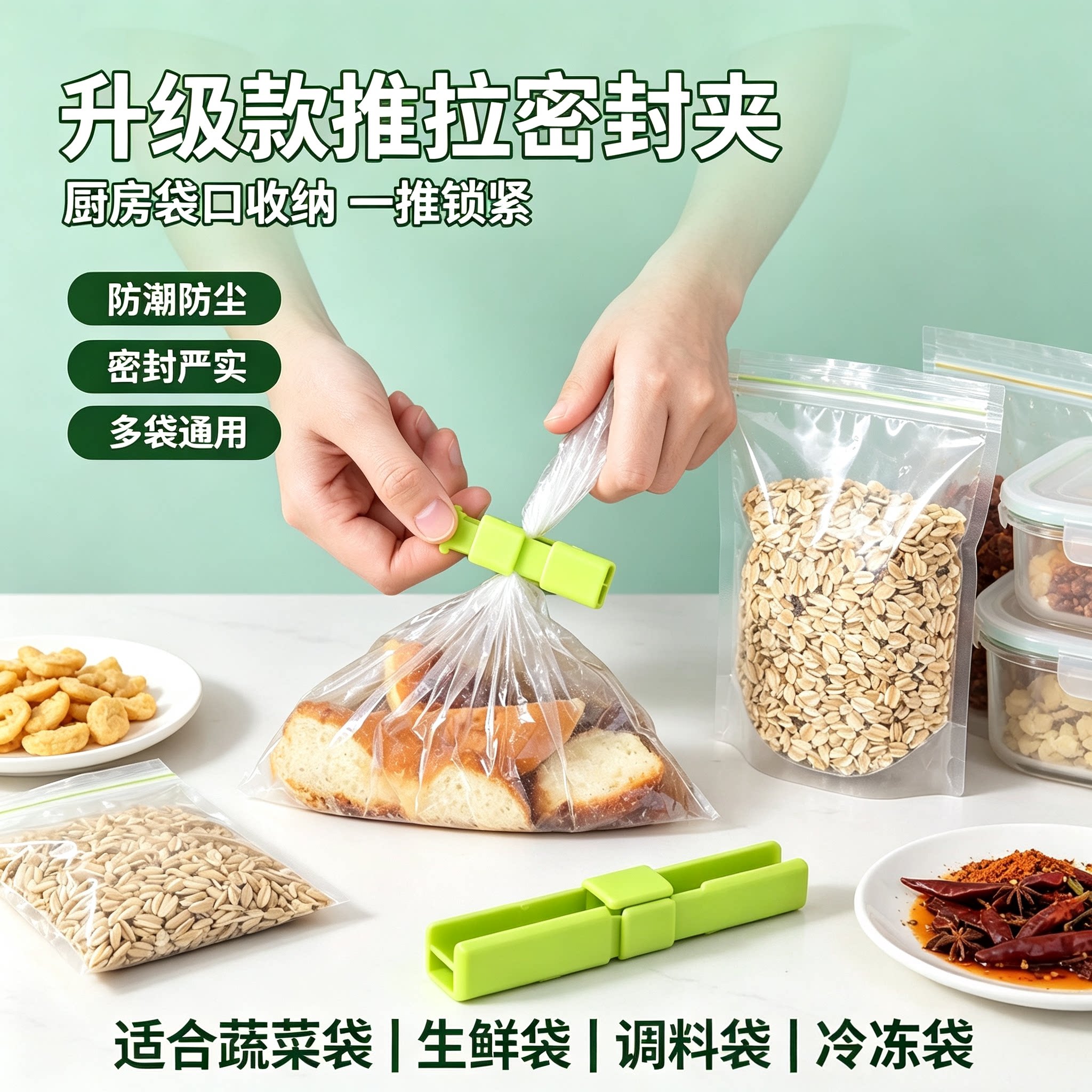 弹簧按压防潮保鲜封口夹
